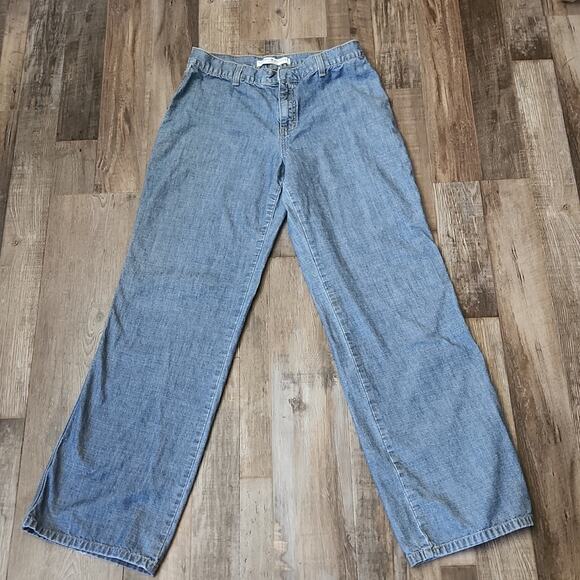Vintage Tommy Hilfiger Wide Leg Jeans Size 8 Light Wash Hook Zip Y2K Preppy 2001 - Picture 1 of 11